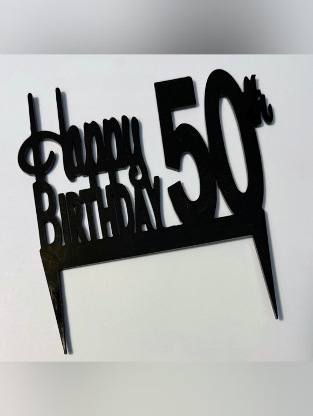 Acrylic Cake Topper 🎂🖤 50th Birthday 🖤🎂 5" x 5" 🌟 black, shiny & gorgeous